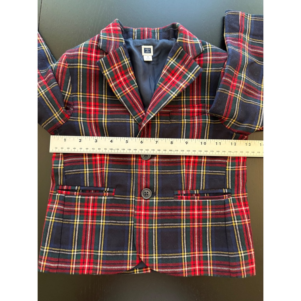 Janie and Jack Toddler Tartan Blazer Boys Size 3 Navy Plaid Two-Button Jacket - Picture 8 of 10